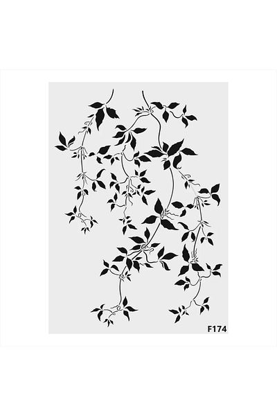 STENCİLTASARIM Stencil Design F174 Ivy Pattern Wall, Wood, Glass, Fabric Painting Pattern