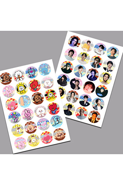 Güneş Kırtasiye BTS BT21 duo set 40mm Sticker 48 Etichete