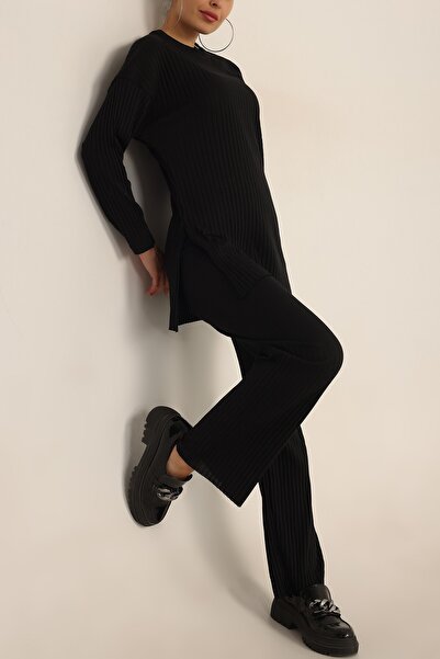 Aktu Store Διπλό Σετ με ραβδώσεις Lycra Crew Neck