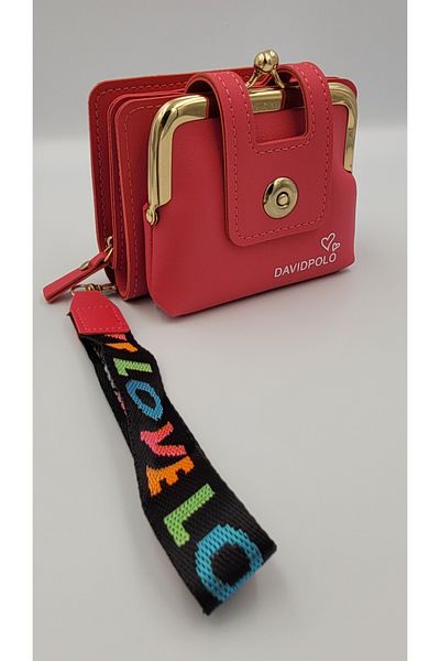 DAVİD POLO CÜZDAN Kırase Women's Imported Fuchsia Multi-Compartment Stylish Money Wallet with Pockets