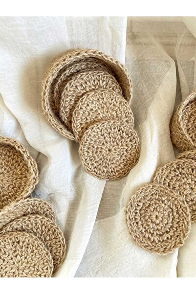 Nympha قاعدة أكواب مكونة من 4 قطع، مجموعة قاعدة أكواب محبوكة يدويًا مع سلة، ك...