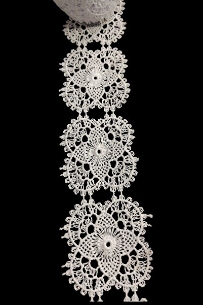 DUAYEN Güpür dantel kar beyaz renk iğne oyası ara desen 1 metre