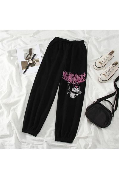 Touz Μαύρο φούτερ Unisex με ροζ εμπριμέ Kuromi