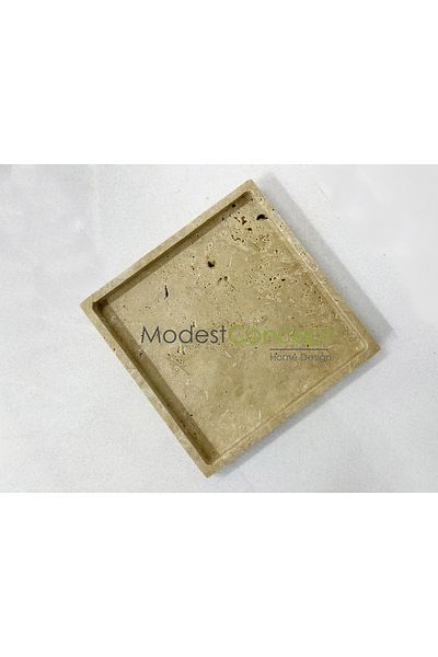 Modestmar صينية رخامية من الترافرتين الطبيعي، منظم الحمام، منظم مربع للوحة العرض