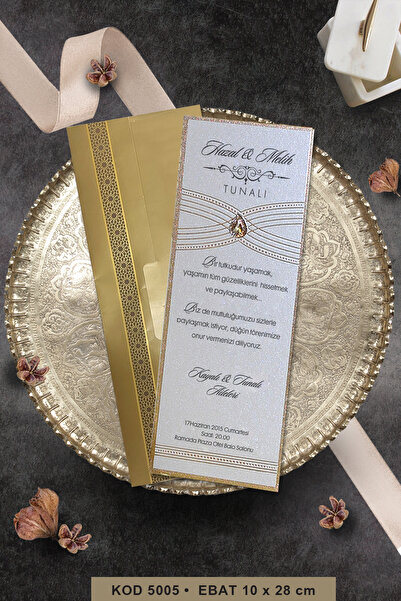 Cem Davetiye Düğün Nişan Nikah Kına Davetiyesi 5005 (100 ADET) Baskı Dahil