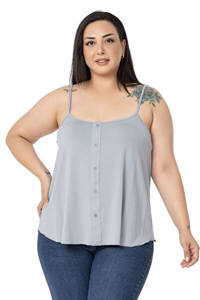 DISENTIS MODEST Μπλούζα σε μεγάλο μέγεθος σε γκρι βισκόζη - Με ρυθμιζόμενο λο...