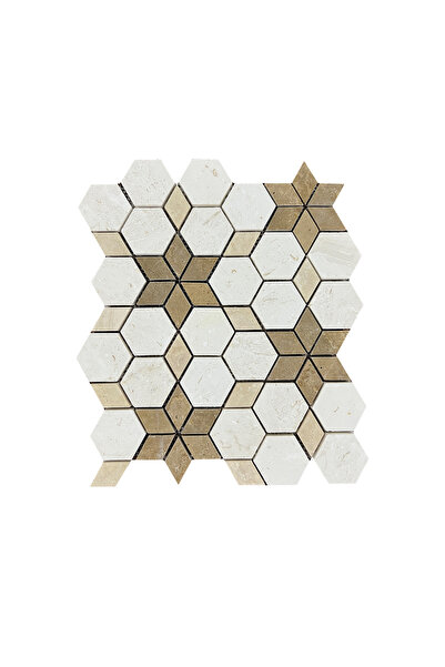 TUQCO Doğaltaş Fileli Starline Traverten Mix Honlu Mermer Mozaik