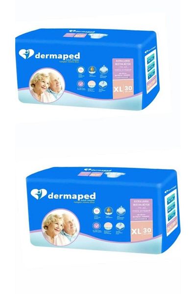 Dermaped XL 30 Pack 2 Pack Patient Diapers - With Waistband
