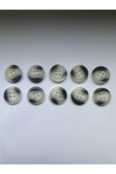 aensia White Black Marble Marble Pattern Design Button Flat Polyester Button 24 Size Buttons - Pack of 10