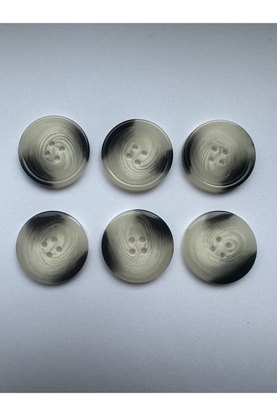 aensia White Black Marble Marble Pattern Design Button Flat Polyester Button 40 Size Buttons - Pack of 6