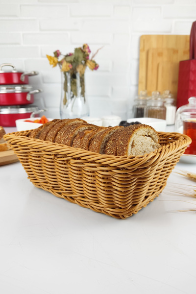 Digithome Rattan Ekmek Sepeti Dikdörtgen Ekmeklik 22 Cm Kahverengi - Yk1449 C320.025