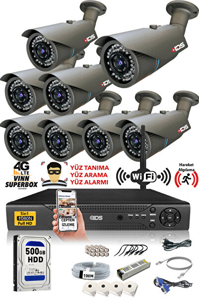 IDS 8 Kameralı Set - 5mp Sony Lensli Fullhd Gece Görüşlü Güvenlik Kamerası Si...