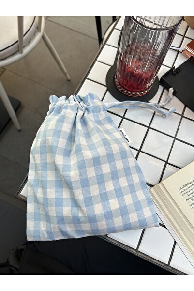 Sumicorn Design حقيبة منظم برباط من الكتان الصديق للبيئة باللون الأزرق الفاتح...