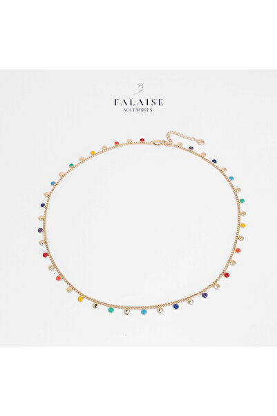 Falaise Accessories YUVARLAK RENKLİ ZİNCİR KOLYE 45CM