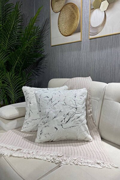 Paris Life غطاء وسادة على شكل أرنب من القطيفة الفضية - أبيض فاتح