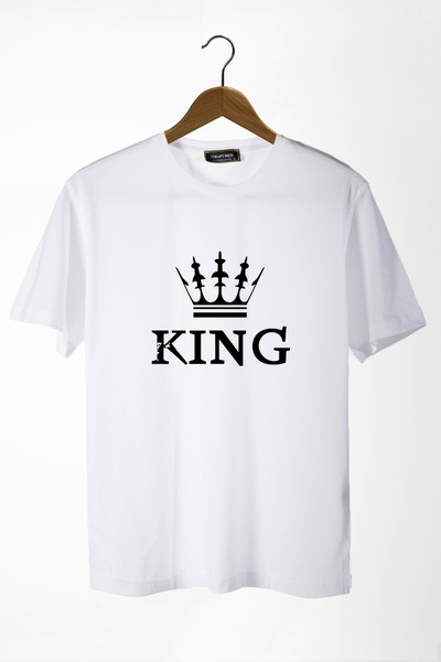 Terapi Men Unisex Λευκό T-Shirt με στάμπα King στο μπροστινό μέρος, με λαιμόκ...