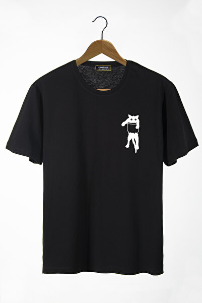 Terapi Men Tricou de bază din bumbac, unisex, negru, cu imprimeu de pisici, c...