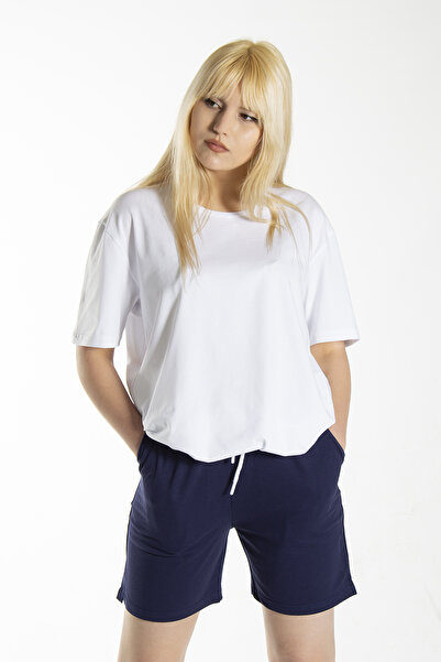 Terapi Men Tricou de damă, alb, de bază, cu decolteu, supradimensionat din bu...