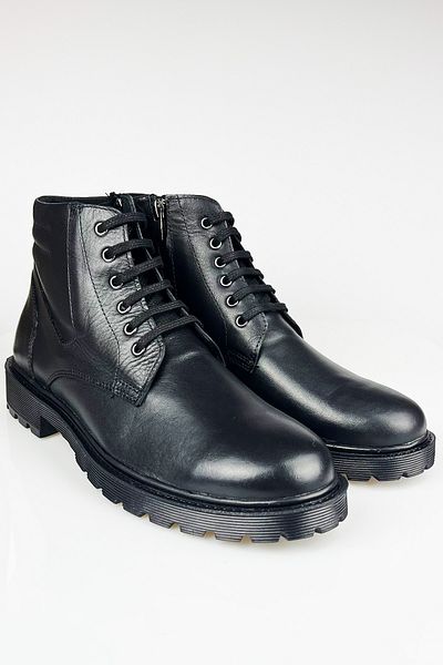 LUSIVE Genuine Leather Black Cold Proof, Non-Slip Rubber Sole, Zippered Men's Winter Boots