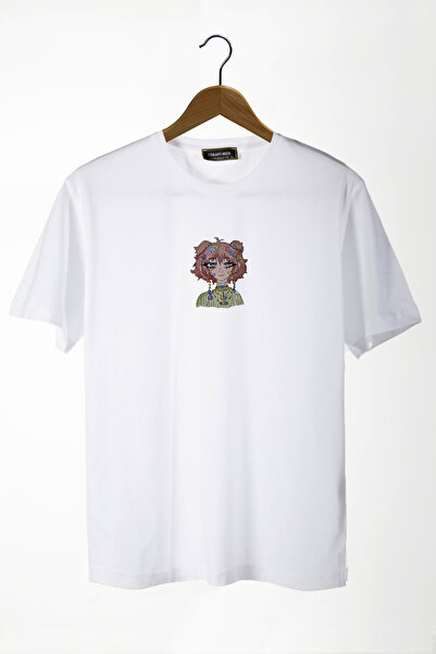 Terapi Men Tricou supradimensionat cu imprimeu anime pentru fete, alb, cu dec...