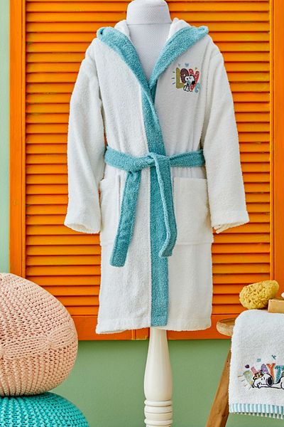 PEANUTS Set halat de baie pentru copii brodat Snoopy Playtime 8-10 ani