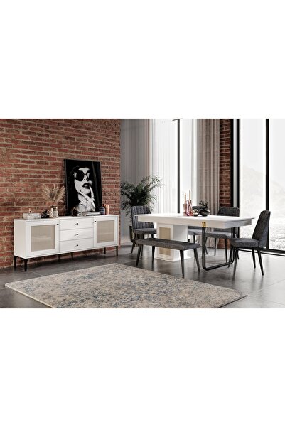 VENATTO Trio Beyaz Yemek Odası