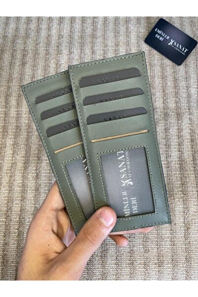 SANAT SL-123 unisex portfolio ΠΡΑΣΙΝΟ ΧΑΚΙ θήκη καρτών από τεχνητό δέρμα 16 c...