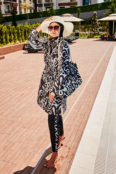 Riva Mera Patterned Fully Covered Hijab Swimsuit R2303