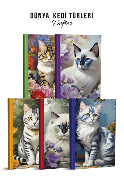 YAPAY ZEKA SANAT Caietele cu pisică tipuri de lume, set de 5 1-1