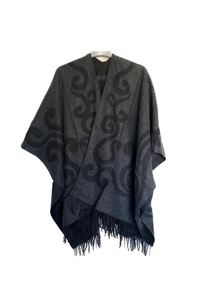 Beka Collection Keel Patterned Jacquard Poncho