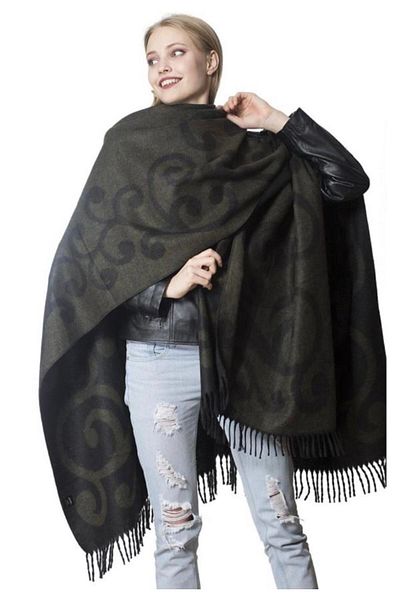 Beka Collection Keel Patterned Jacquard Poncho
