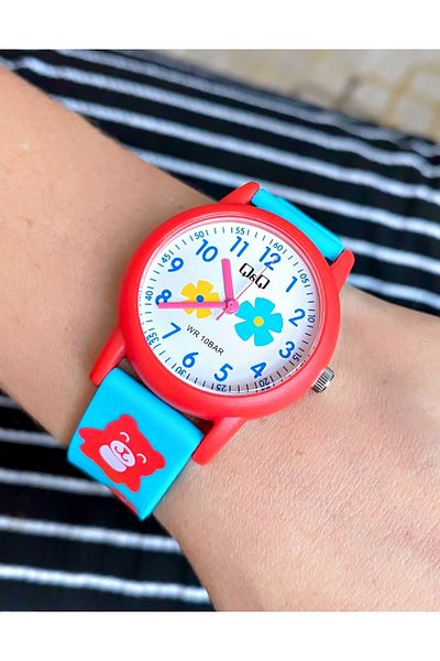 Q&Q VS228J10YW Waterproof Children's Wristwatch with Silicone Cord