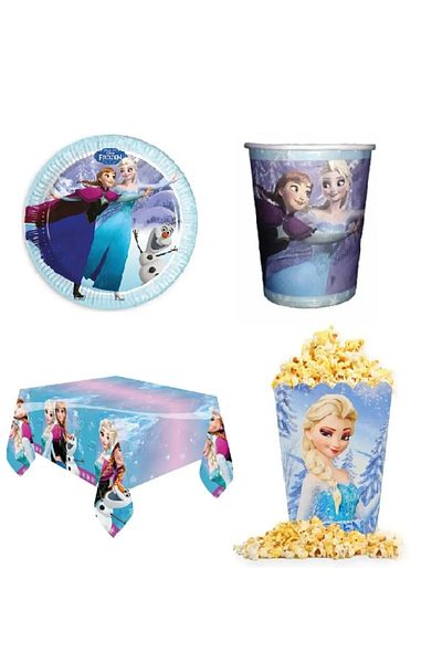 FOKUL Frozen Elsa Anna Snow Queen 8 Person Birthday Party Concept Set Elsa Party Supplies