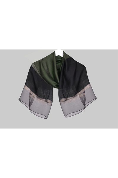 ARMANDA Double Colored Shawl - Khaki-Black