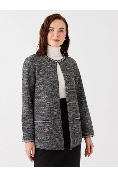 LC Waikiki LCW Grace Bisiklet Yaka Desenli Uzun Kollu Kadın Hırka