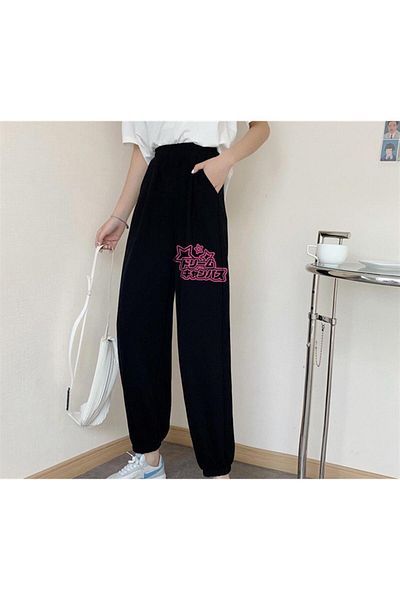 Touz Μαύρο φούτερ με στάμπα Harajuku Style Oversize Unisex