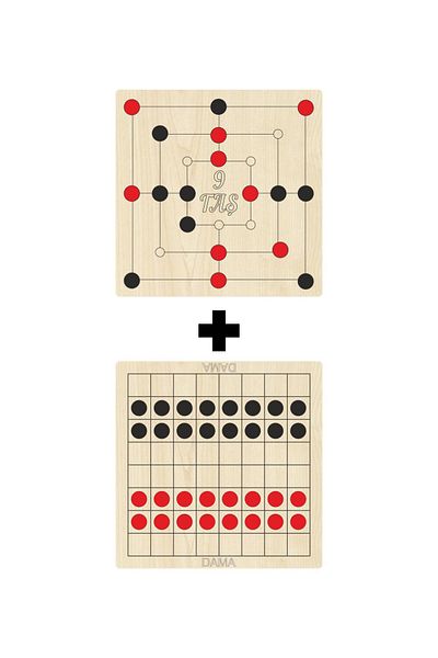Ahtek Wooden Checkers + 9 Pieces Mind, Intelligence, Strategy and Skill Games Set