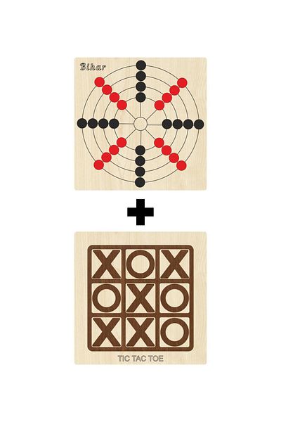Ahtek Wooden Tic-tac-toe + Bihar Mind, Intelligence, Strategy and Skill Games Set