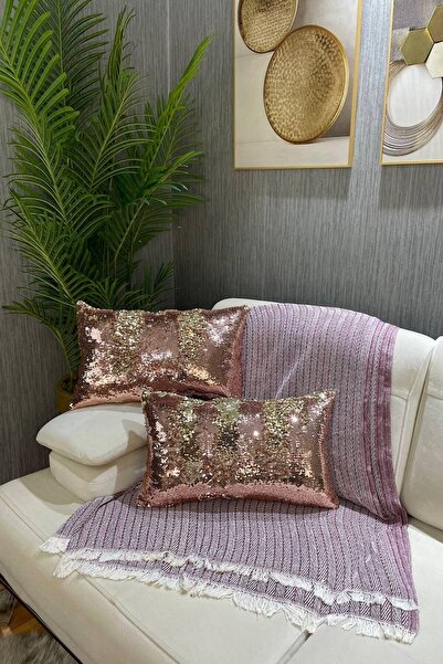 Paris Life Κάλυμμα μαξιλαριού με παγιέτες διπλής όψης ορθογώνιο - πούδρα-χρυσό