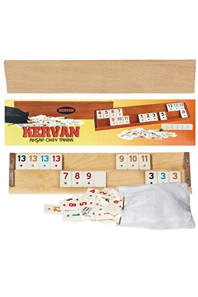 Kervan Büyük Boy Cilalı Ahşap Okey Takımı