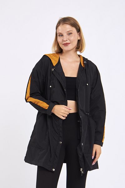 Moda Tuğram Μαύρο μανίκι Micro Midi Μουσταρδί Αδιάβροχο & Αντιανεμικό