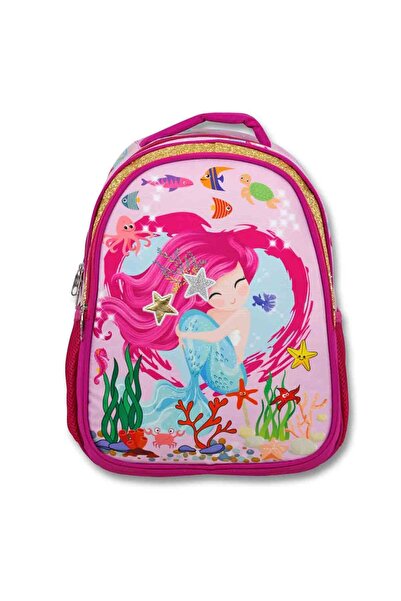 ÜMİT ÇANTA Geantă de școală roz cu model sirenă 3091