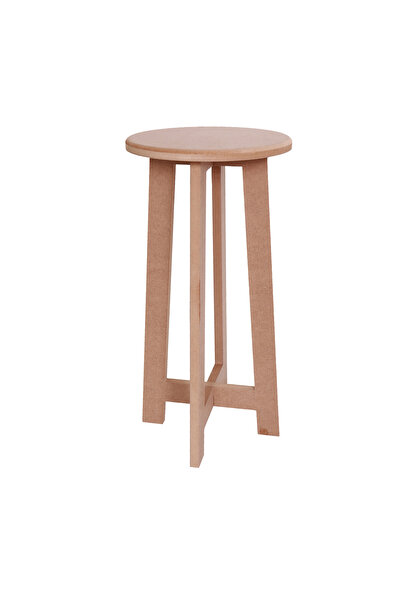 Özka Hobi Ahşap Ham Ahşap 18 Mm Mdf Büyük Boy Dekoratif Tabure ( 30x30x60 Cm)