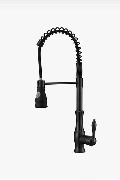 İSAOĞLU YAPI Black Kitchen Faucet Industrial Country Design Spiral Sink Faucet Extending System Spiral