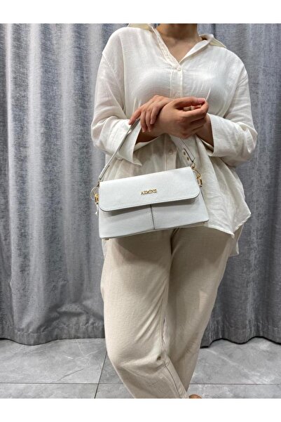 Armine ARMİNE 347 El Ve Omuz Askılı Şık Beyaz Çanta Düz Sade