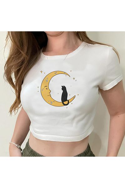 Jose Clothing ΓΥΝΑΙΚΕΙΟ ΚΟΝΤΟΜΑΝΙΚΙ ΛΕΥΚΟ ΤΥΠΩΜΕΝΟ CROP TOP BLUZ