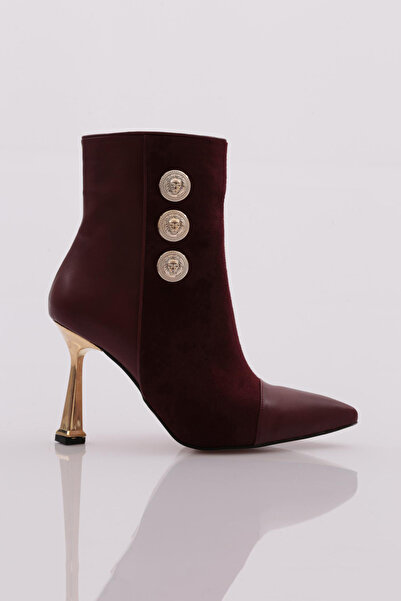 DGN Women's Heeled Boots Claret Red Suede 4864535