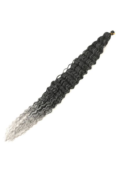 KONAK PERUK Black/Grey Ombreli Russian Afro Wave Hair