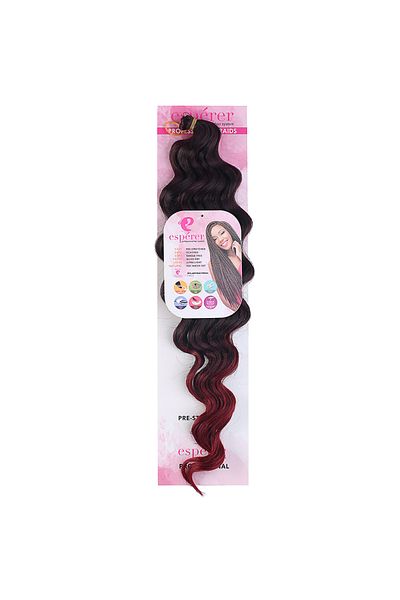 KONAK PERUK Water Wave Hair - Black Red Ombreli