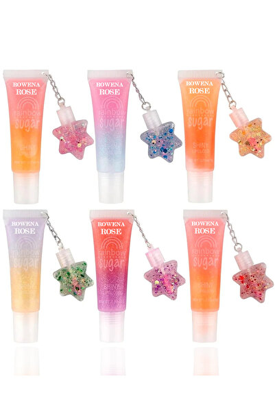 ROWENAROSE 6'lı Lip Gloss Mini Yıldız Simli Lipgloss Seti